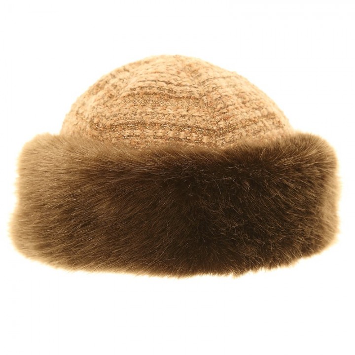 Luxury Women’s Winter Hat – Faux Fur with Bouclé Detail