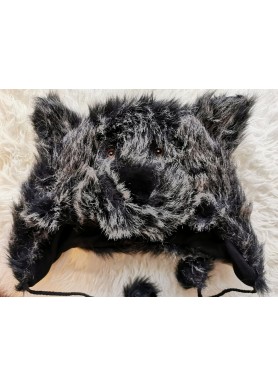 Black Furry Bear Hat 