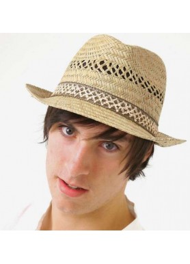 Classic Men's Straw Trilby Fedora Hat